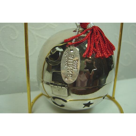 2002 CLAIRE BURKE SILVER TONE POTPOURRI ORNAMENT BALL--OPENS - Picture 2 of 3